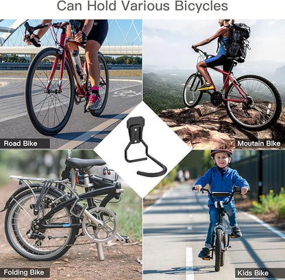 Bike Wall Mount with Fixed Hook, [4 Pack] Heavy Duty Bike Storage Rack, Bike Rack Vertical Stand for Garage - Easily Hang/Detach - with Screws Iron Bike Hanger Brackets