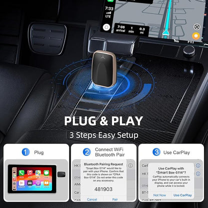 Mini Wireless CarPlay Adapter for iPhone, 2 in 1 CarPlay and Android Auto Wireless Adapter for Cars, Plug & Play, Fast Connection for Android 11+ and CarPlay iOS 10+
