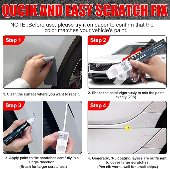 Car Touch Up Paint(Stellar Black Metallic(GB8/WA384A)) for Cadillac, Car Paint Scratch Repair Kit, Quick & Easy Solution to Repair, 2 in 1 Scratch Remover Pen with 2PCS Disposable Micro Applicators