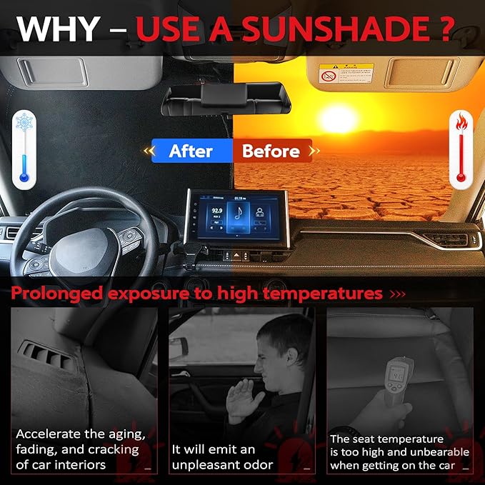 KAYZT Windshield Sun Shade for 2015-2024 Nissan Murano Foldable Sunshade Front Window Custom Fit Car Accessories