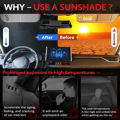 KAYZT Windshield Sun Shade for Toyota Highlander 2020-2025 2026 L LE XLE Limited Platinum Foldable Sunshade Front Window Custom Fit Accessories