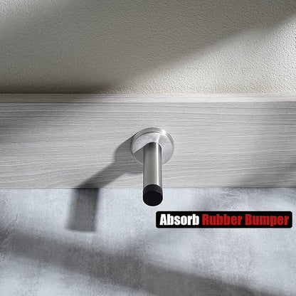 JQK Door Stopper, 304 Stainless Steel Thicken 1mm Sound Dampening Door Stop Bumper Wall Protetor 4 Pack, Brushed, DSB5-BN-P4