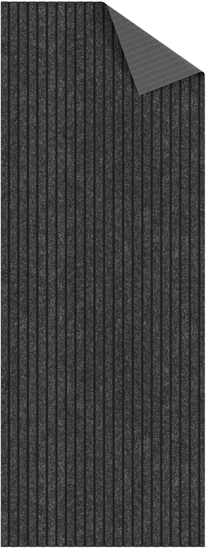 Ottomanson 2' x 46' Hallway Runner with Scraper Pile Extra Durable Non-Slip Rug Mat for Indoor & Outdoor Use - Ideal for Kitchen, Entryway, Patio & Garage - High-Traffic Carpet, Black