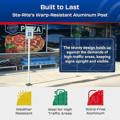 Impact Recovery - Sta-Rite Flexible Sign Post - Sign Holder - Handicap Parking Signs - Made in the USA - 102” Van Accessible Signage