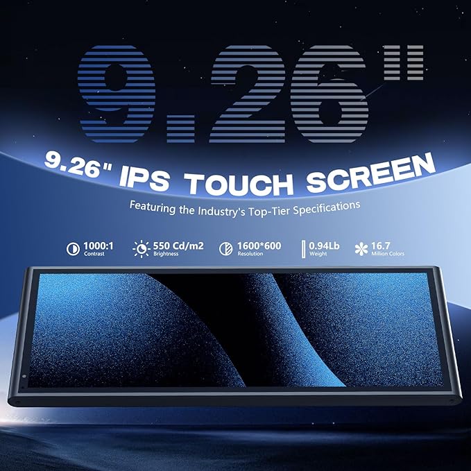 9.26" Wireless Portable Car Play Screen for Apple CarPlay & Android Auto, OTA Updates, Backup Camera, Mirror Link, 5.0 Bluetooth, Voice Control, GPS Navigation, FM