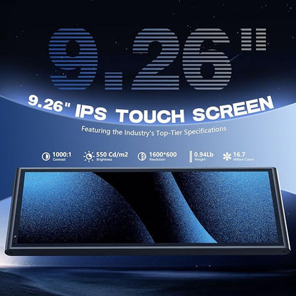 9.26" Wireless Portable Car Play Screen for Apple CarPlay & Android Auto, OTA Updates, Backup Camera, Mirror Link, 5.0 Bluetooth, Voice Control, GPS Navigation, FM