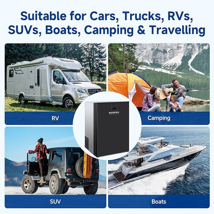BODEGACOOLER 12 Volt Refrigerator, 116.2Quart RV Refrigerator with Freezer, Dual Modes RV Fridge with LED, (5℉-50℉) Travel Compressor Refrigerator 12/24V DC for Boat, Caravan, Truck, Camping (Black)