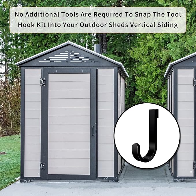 4 Pack Black J Shed Storage Hooks Storage Hooks Compatible with Lifetime Sheds Shed Accessories Organization Parts Hanging Home Office Garage Bathroom Dressing Rooms Wall-Mounted Coat Racks