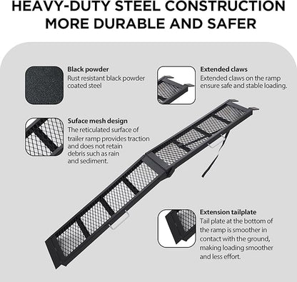 Rockland Heavy Duty Steel Loading Ramp, 800 LBS Capacity, 80" x 11", Portable Folding Truck Ramp with Handle for Motorcycles, Ebikes, Dirtbikes and ATVs, for Trailer and Pickup Truck, 1 Piece