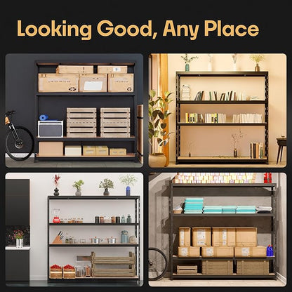 Storage Shelves: 4 Storage Shelves Heavy Duty w/ 2,640 lb Total Load Capacity, 660 per Storage Shelf, 71x71x24 | Adjustable Shelving Unit, Robust Garage Shelving, Extra Long Steel Profiles