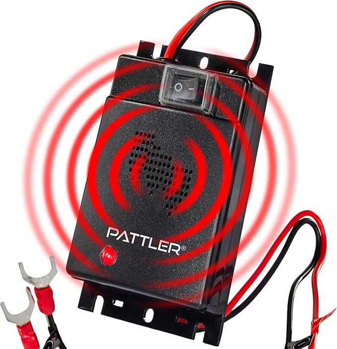 PATTLER® Marten Repellent for Car Engines - Ultrasonic Marten Repeller Under Hood for Immediate and Long-Term Protection Against Martens. Marten Deterrent for Cars Powered by 12V Car Battery - 1 Unit