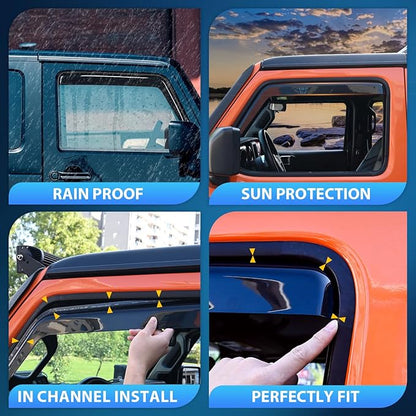 Nilight in Channel Rain Guards for Chevrolet (Chevy) Silverado 1500 Crew Cab/GMC Sierra 1500 Crew Cab 2019 2020 2021 2022 2023 2024 2025 Vent Window Visors-4pcs