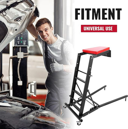 HECASA Top Automotive Creeper Easily Access Repair Engines, 50"-67" Adjustable and Foldable with 4 Swivel Caster Wheels 400LBS Weight Capacity Black Powder Coated Steel