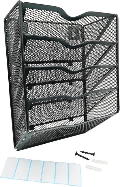 5-Tier Wall Mount All Metal Sandpaper Organizer, Hanging Sandpaper Storage Rack Holder for 5" & 6" Sanding Discs, Woodworking Tool Box Accessories (Black)