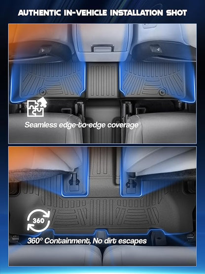Car Floor Mats for 2024 2025 Hyundai Santa Fe Accessories(Not for Hybrid),TPE All Weather Protection Floor Mats,Custom Fit 3 Rows Car Floor Liners Set,Heavy Duty Accessories,Black