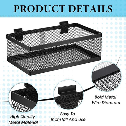 Coume 4 Pcs Black Slatwall Baskets 4 Size Metal Mesh Wire Basket for Slatwall Panels Ventilated Wall Mounted Hanging Accessories for Home Garage Retail Store Display Organizing (Big Size)