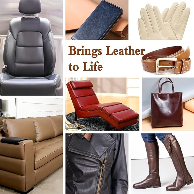 Saddle Tan Leather Dye Light Brown Recoloring Balm Repair Kit Vinyl Car Seat Interior Paint Furniture Couch Recliner Chair Boot Jacket Shoe Bag Purse Color Restorer Fading Scratch Stain Remover