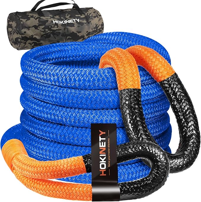 Kinetic Recovery Tow Rope: 1.26" x 30ft 55000LBS Snatch Strap Heavy Duty Offroad Towing Straps Kit for Trucks SUV UTV ATV Tractor Car Jeep - Blue