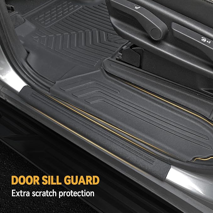 Floor Mats Set for 2021-2025 Chevy Suburban 7 Seats/GMC Yukon XL Accessories, Full Coverage All Weather Floor Mats Cargo Mat with 3rd Row Backrest Protectors & Door Sill Guards