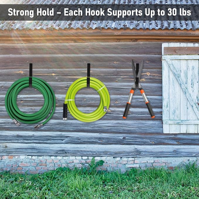 9 Pcs Storage Shed Tool Hooks Heavy Duty ABS Wall Mount Garage Hooks Set with Black J U V Shapes Tool Hangers Accessories for Shed Shelves Racks Ladders Garden Equipment Storage Organizer