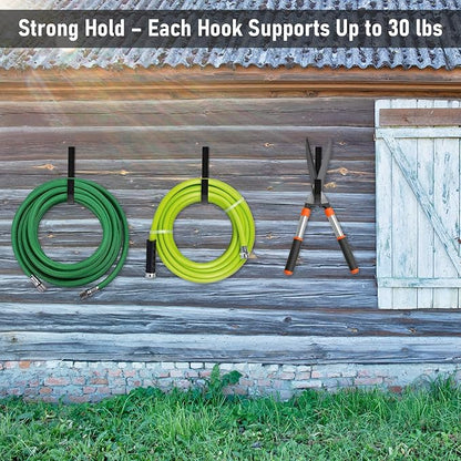9 Pcs Storage Shed Tool Hooks Heavy Duty ABS Wall Mount Garage Hooks Set with Black J U V Shapes Tool Hangers Accessories for Shed Shelves Racks Ladders Garden Equipment Storage Organizer