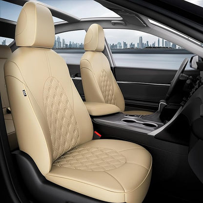 for Toyota Camry Seat Covers Hybrid LE SE 2018 2019 2020 2021 2022 2023 2024 - Custom Car Seat Covers Full Set, Waterproof Breathable Seat Cover for Cars, Leather Cushion Protectors Beige