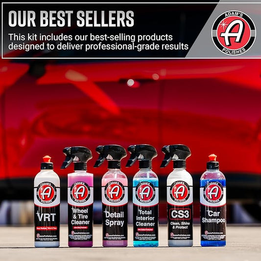 Adam's Essential Car Wash Kit (6-Item) - USA Made Auto Detailing Car Care Cleaning Kit for Car & Truck Lovers, Dads, Moms and DIYers - Our Products