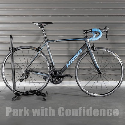 CyclingDeal Bike Floor Stand Parking Rack - for 20"-29" Mountain MTB & Road Bikes with Tire Width up to 2.4" or 5" Fat Bike - Bicycle Indoor Outdoor Garage Storage - Max Tire Width 2.4” for 2 Bikes