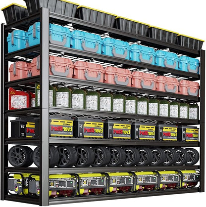 7 Tier Garage Shelving Heavy Duty,65" W Garage Shelves, 65" W x 96" H x 24" D Adjustable Storage Shelving Unit, Commercial Metal Shelves for Warehouse, Basement