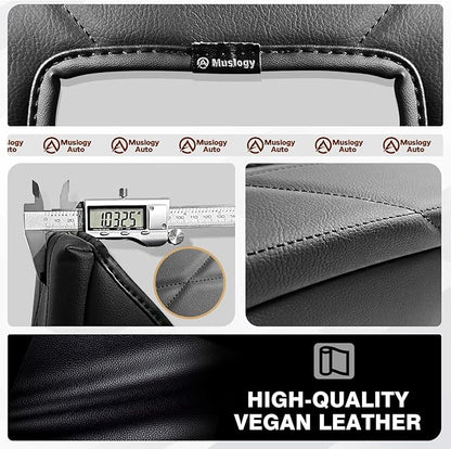 Muslogy Center Console Armrest Cover Compatible with Toyota Tundra 2014-2021 Comfort Armrest Pad Anti-Scratch Arm Rest Cushion Vegan Leather Protector 1-Inch Extra Thick(Bucket Seat ONLY)