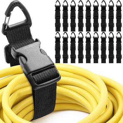 18 Pack 17 Inch Adjustable Extension Cord Holder Organizer with Triangle Clips Heavy Duty Storage Straps Extension Cord Hanger for Men Workshop and Garage Organization and Storage (Black)