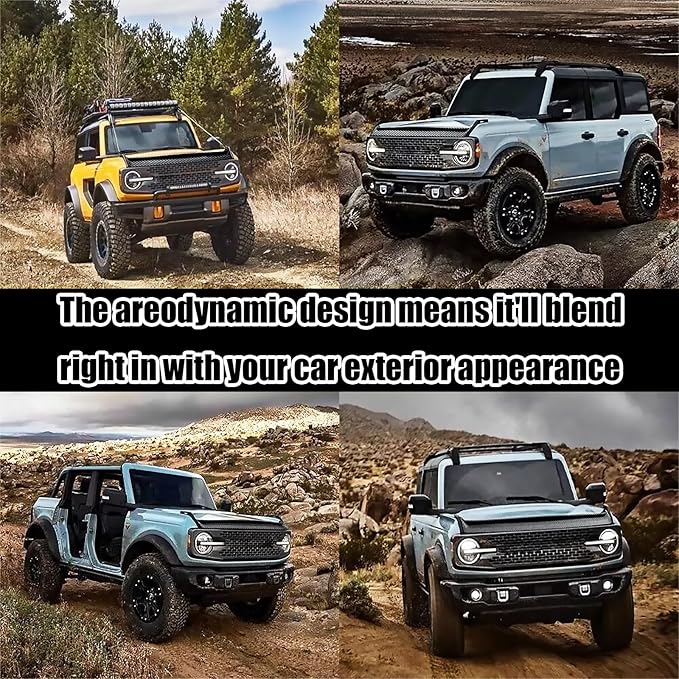 Hood Deflector Hood Protector Compatible with Ford Bronco 2/4 2024 2023 2022 2021 Gloss Carbon Fiber Hood Protector Bug Deflector Stone Guard(Not for Bronco Sports)
