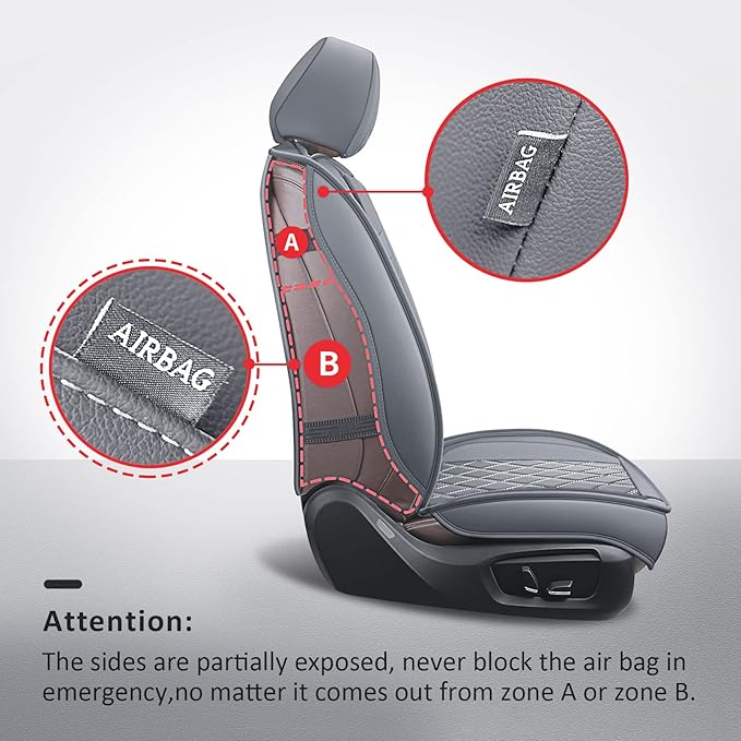 MIROZO 2PCS Ram Seat Cover,Front Seat Covers for Dodge Ram Truck Accessories Compatible with 2009-2025 RAM 1500 2500 3500 Pickup Crew Quad Cab (2PCS Front,Gray)