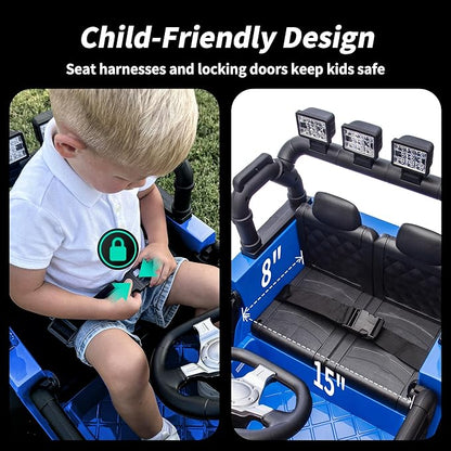 4WD Kids Ride on Car Truck, 12V 7Ah Kids Electric Vehicles Car Ride on Toy for Toddlers with Remote Control - Blue