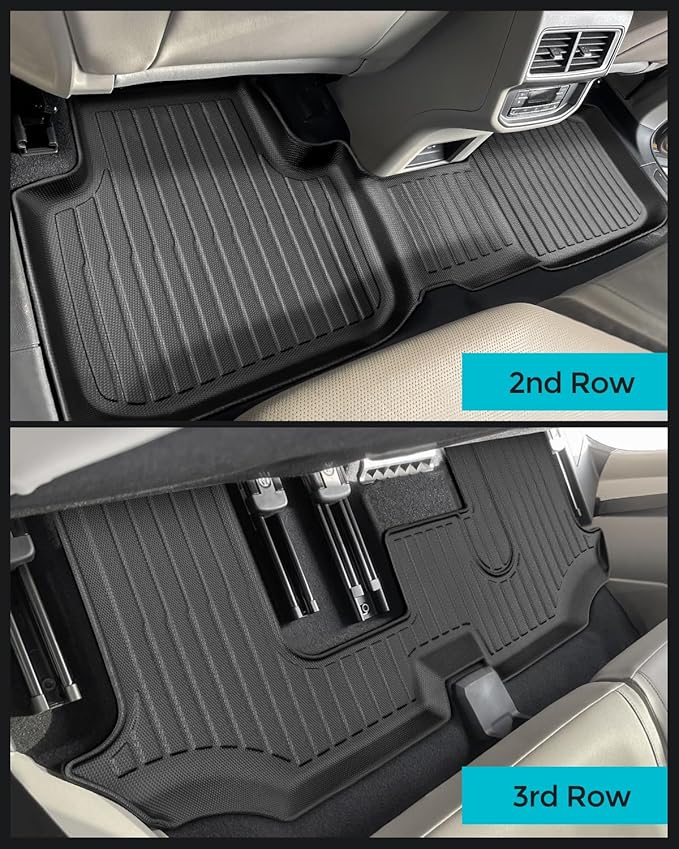 Floor Mats for Volkswagen VW Atlas 2018-2025 7 Seats, All Weather Car Mats Full Set(Back Seat Cover Trunk Mat Cargo Liner) for VW Altas Accessories 2018-2025, Custom Rubber Mats for Cars, Black