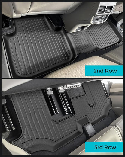 Floor Mats for Volkswagen VW Atlas 2018-2025 7 Seats, All Weather Car Mats Full Set(Back Seat Cover Trunk Mat Cargo Liner) for VW Altas Accessories 2018-2025, Custom Rubber Mats for Cars, Black