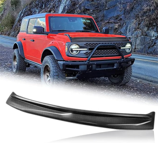 Hood Deflector Hood Protector Compatible with Ford Bronco 2/4 2024 2023 2022 2021 Gloss Carbon Fiber Hood Protector Bug Deflector Stone Guard(Not for Bronco Sports)