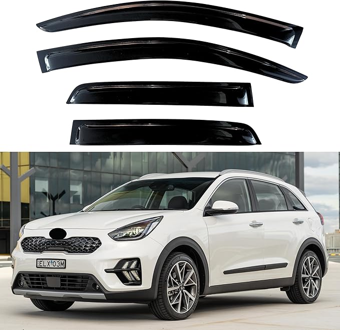 KPY Window Visors Compatible with Kia NIRO 2017-2022, 4PC Rain Guard Side Vent Deflectors in-Channel Style, 2017 2018 2019 2020 2021 2022
