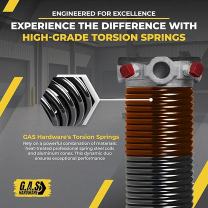 Garage Door Torsion Springs 273x2x36 Includes 1” Steel Bearing, Gloves, and Winding Bars for Left and Right Side of Garage Door Precision E-Coating 5-Year Warranty Minimum 30,000 Cycles (Pair)