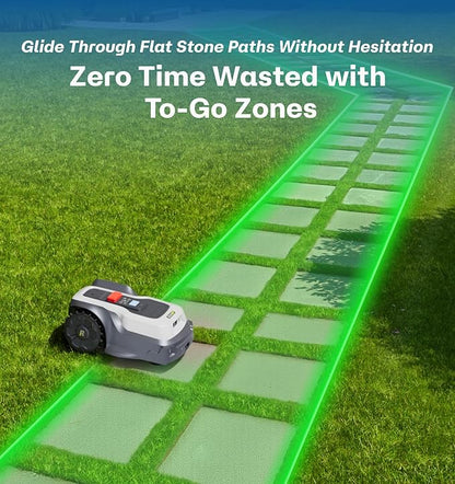 Robot Lawn Mower No Wire T1200Pro 2025 with L-Shape Wall Mount Rod, Automatic Robot Mower, Ride-on Edge Mowing, Multiple Zones Management, AI Obstacle Avoidance, for Lawn Up to 0.37 Acre