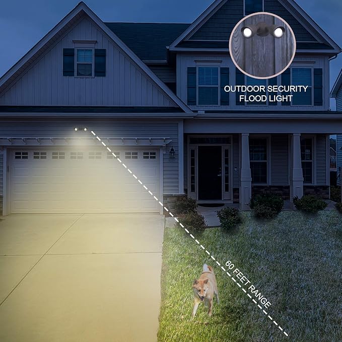 Ciata Flood Lights Outdoor, 20-Watt LED Bullet Head Security Flood Lights, Dual Head, RoHS and FCC Complaint, IP65 Rated, 1900 Lumens, 2KV Surge Protection, Die-Cast Aluminum in Bronze Finish – 4000K