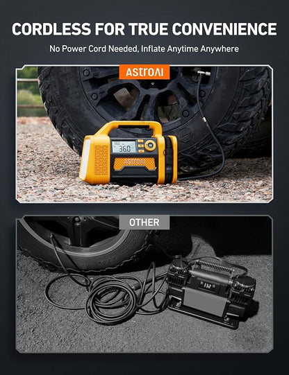AstroAI TC3 Air Compressor Portable Tire Inflator Offroad Air Compressor for Truck 150PSI with Digital Display Air Pump for Car Heavy Duty for 4x4 Vehicle, RV, SUV, Car Accessories Yellow