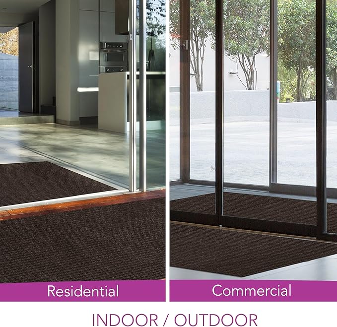 iCustomRug Spartan Weather Warrior Duty Indoor/Outdoor Utility Ribbed in 3ft,4ft,6ft Widths 70 Custom Sizes with Natural Non-Slip Rubber Backing 4'X44' in Brown