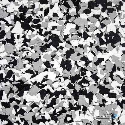 RUST BULLET Decorative Color Flakes - Black Marble - Customize Concrete Floors with 1 LB of Durable, UV-Resistant Vinyl Chips for Stunning, Long-Lasting Designs