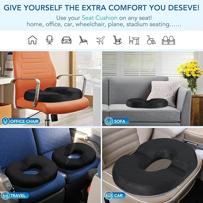 Donut Pillow for Office Chair Car Seat Cushion Cooling Gel Memory Foam Cushion Size:17.52"*13.39"*2.76"