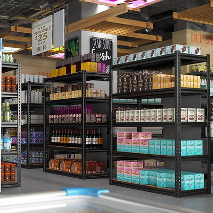 REIBII Garage Shelving 2500LBS Storage Shelves Adjustable Metal Shelving Heavy Duty Shelving 65.7" H Metal Shelves for Pantry Kitchen 15.35" D x 33.85" W x 65.74" H Black