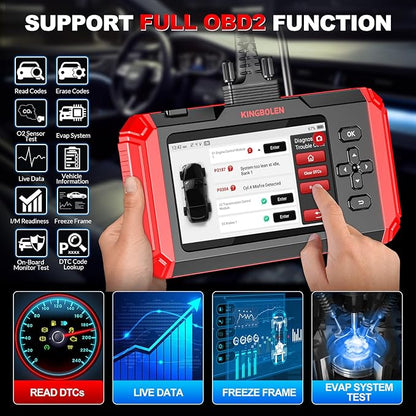 KINGBOLEN S500 OBD2 Scanner, ABS SRS Engine at Diagnostic Tool, Automotriz Code Reader with 6 Resets,Oil SAS, Brake,Throttle,FCA AutoAuth Automotive Scan Tool,AutoVIN All Cars Lifetime F-Ree Update