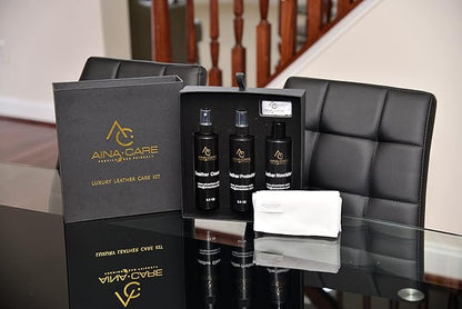 Complete Leather Care Kit Cleaner, Conditioner & Protection Restores & Preserves Leather Furniture, Car Seats, Shoes, Bags & More