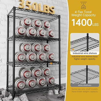 SINGAYE 4 Garage Heavy Duty Shelving Unit Kitchen Pantry Close Home Organizers and Storage Bathroom Shelf Laundry Room Organization Industrial Book Metal Wire Adjustable Shelves