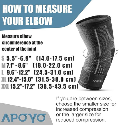 APOYO Elbow Brace for Tendonitis and Tennis Elbow, Compression Sleeve for Arthritis, Workouts, Reduce Joint Pain During Fitness Activity (Medium)